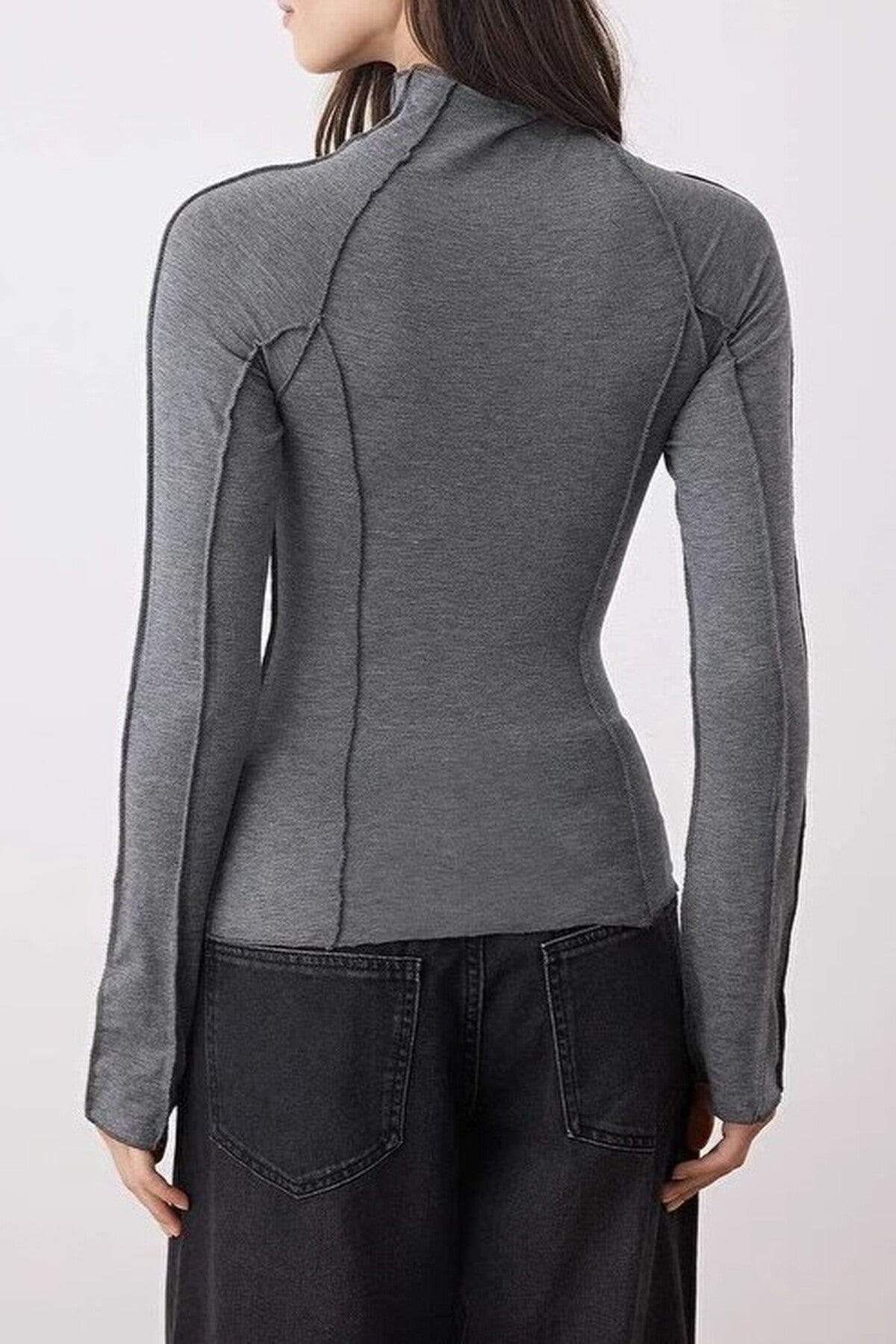 Ribbed Stitch Fitted Knit Blouse