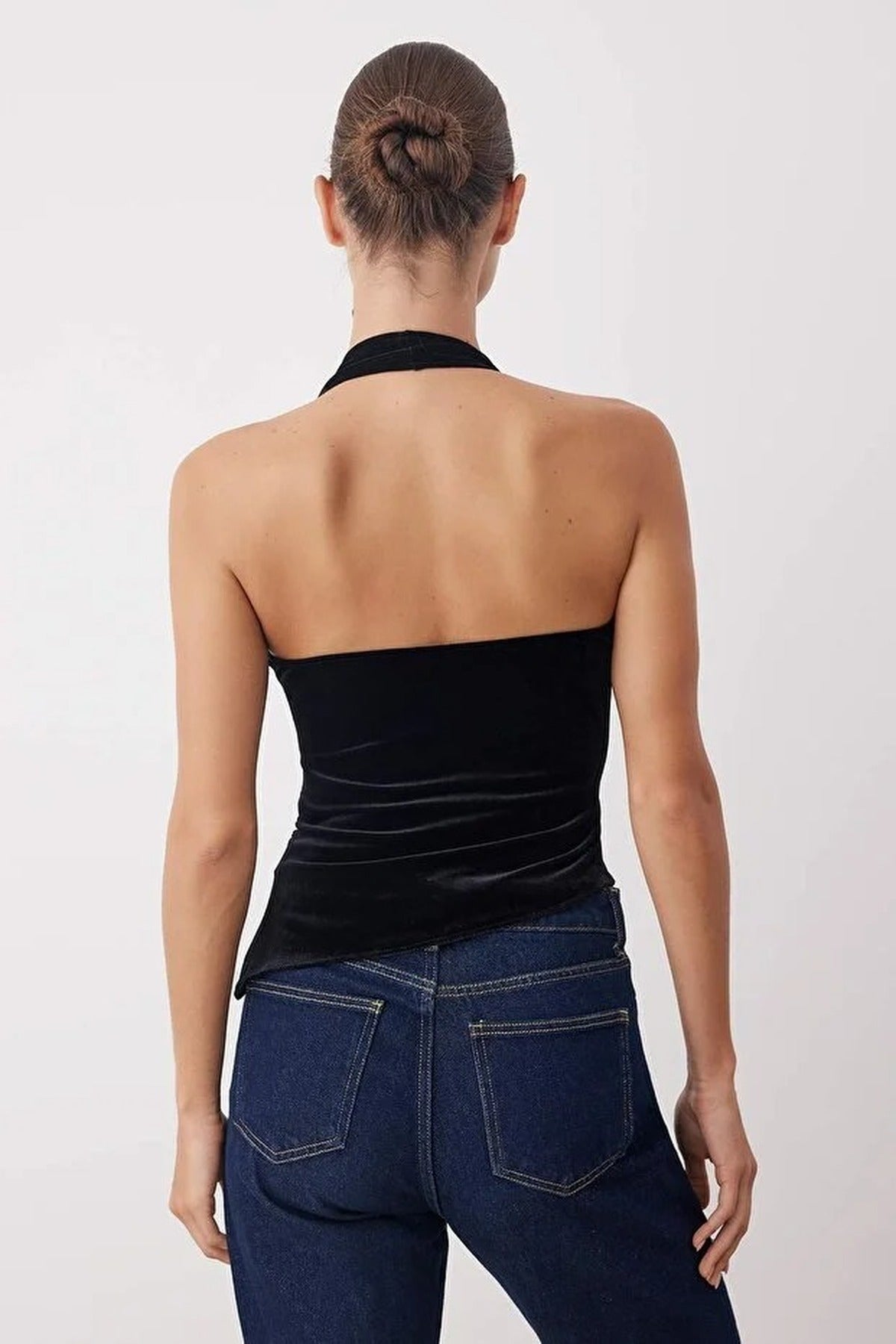 Wrap Neck Velvet Party Blouse