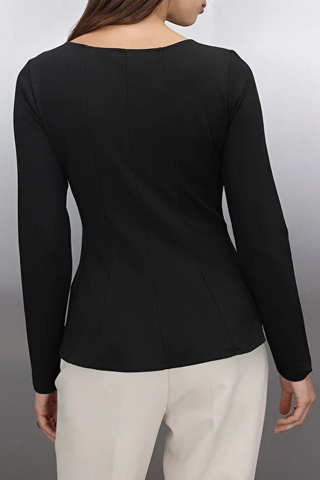 Boat Neck Peplum Knit Blouse