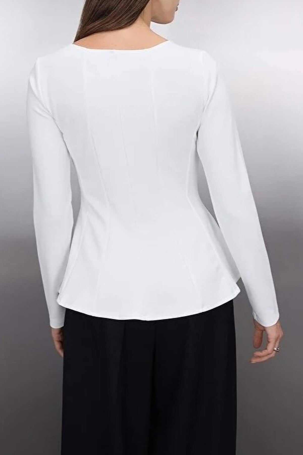 Boat Neck Peplum Knit Blouse