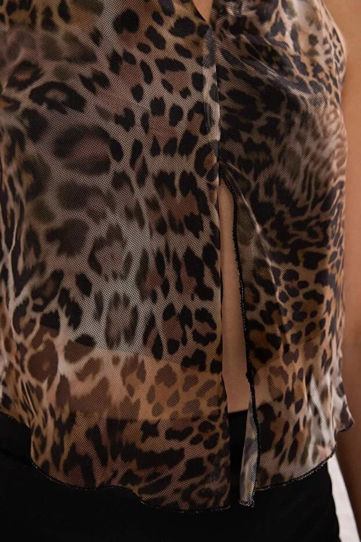 Tie-Up Knitted Tulle Party Blouse