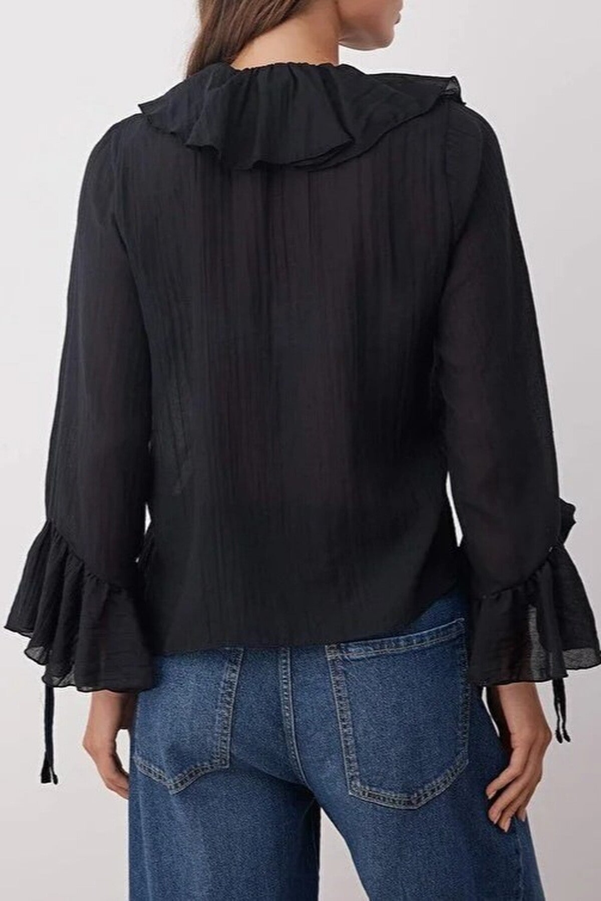 Ruffled Boho Long-Sleeve Woven Blouse