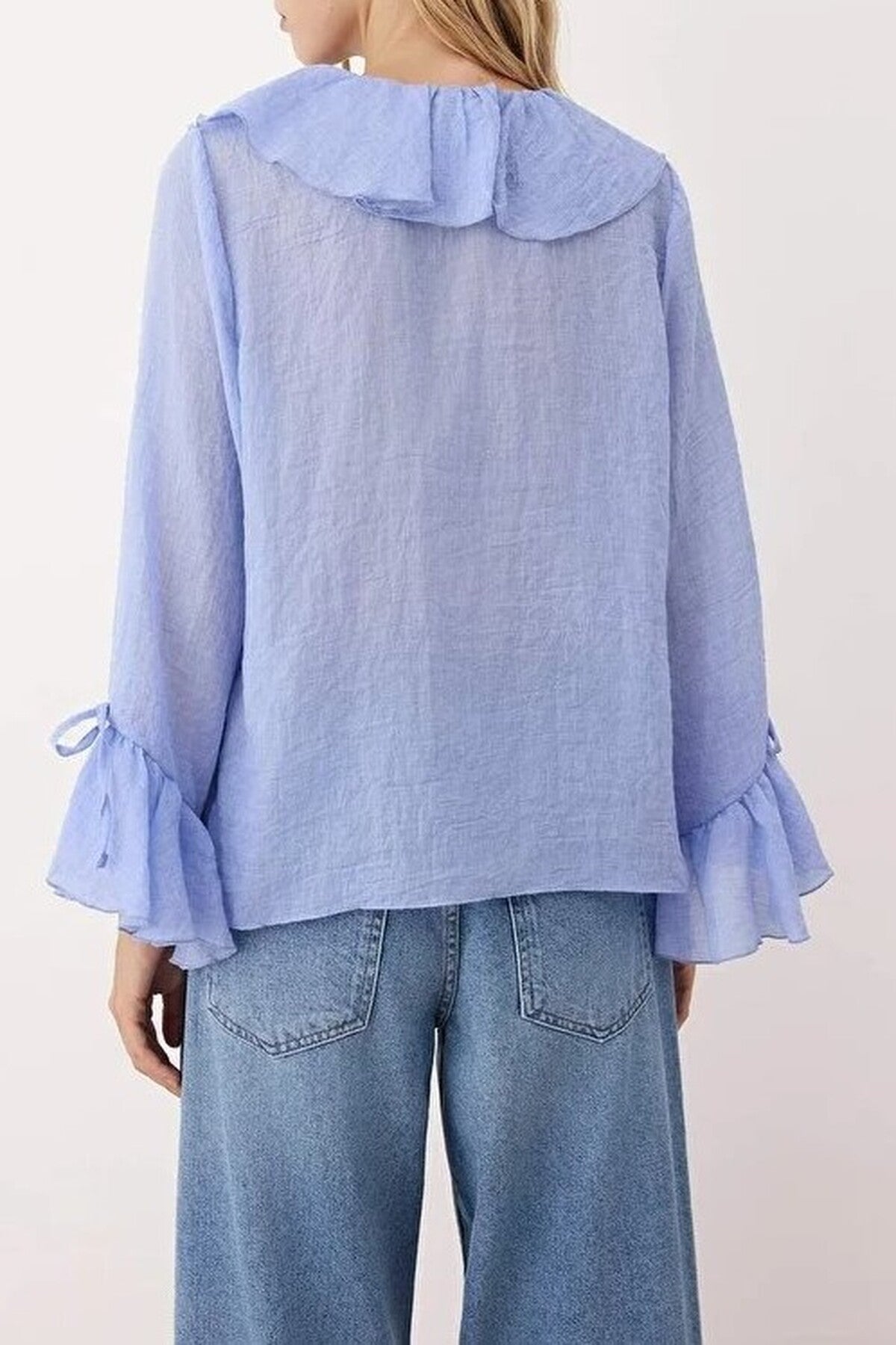 Ruffled Boho Long-Sleeve Woven Blouse