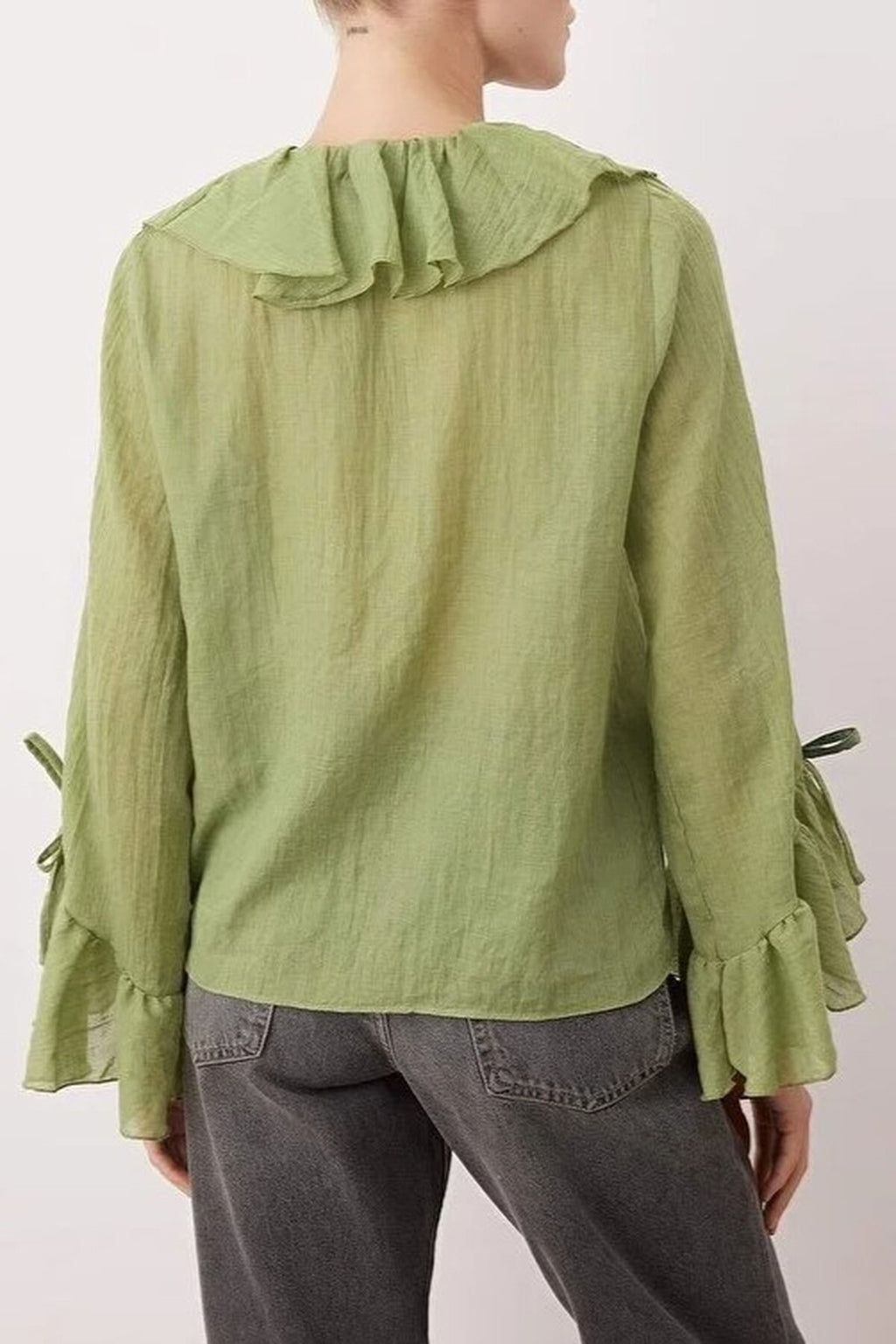 Ruffled Boho Long-Sleeve Woven Blouse