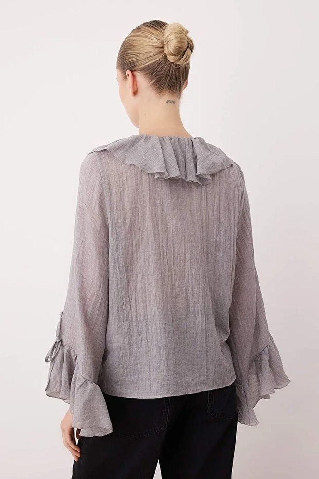 Ruffled Boho Long-Sleeve Woven Blouse