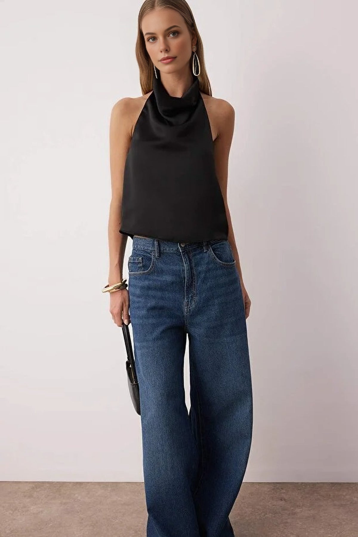 Satin V-Neck Party Blouse