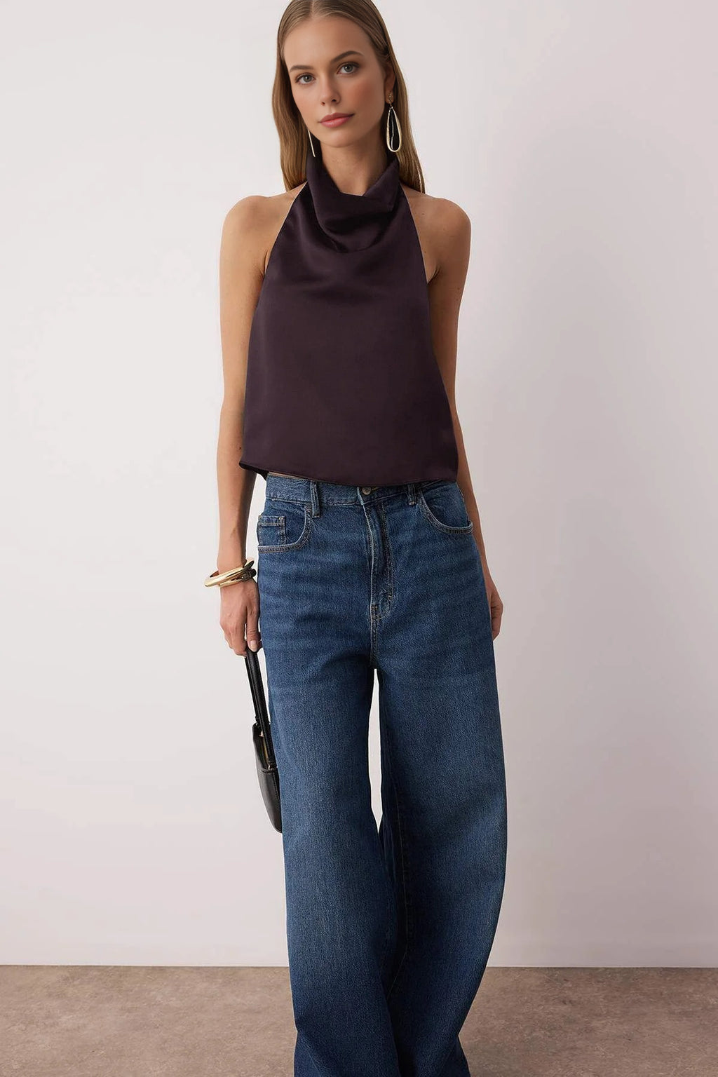 Satin V-Neck Party Blouse