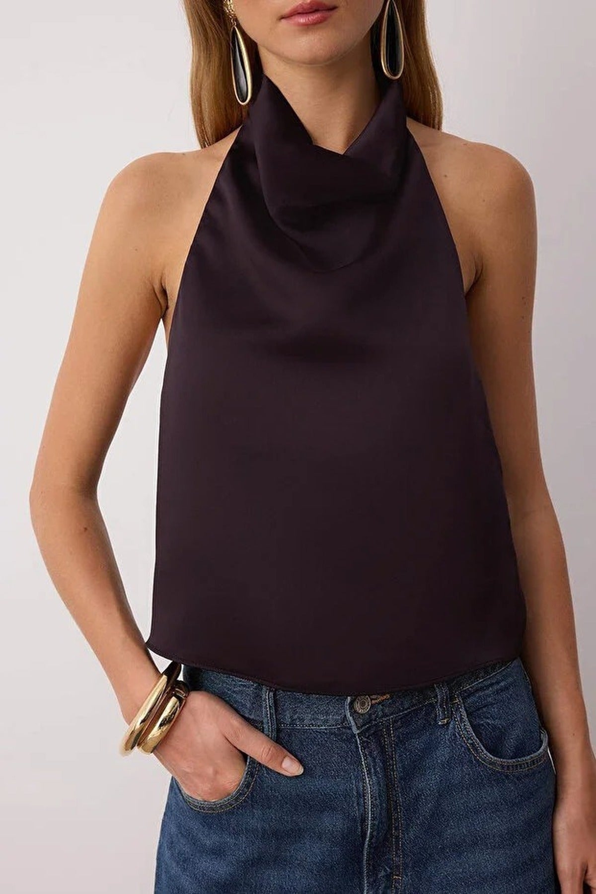 Satin V-Neck Party Blouse