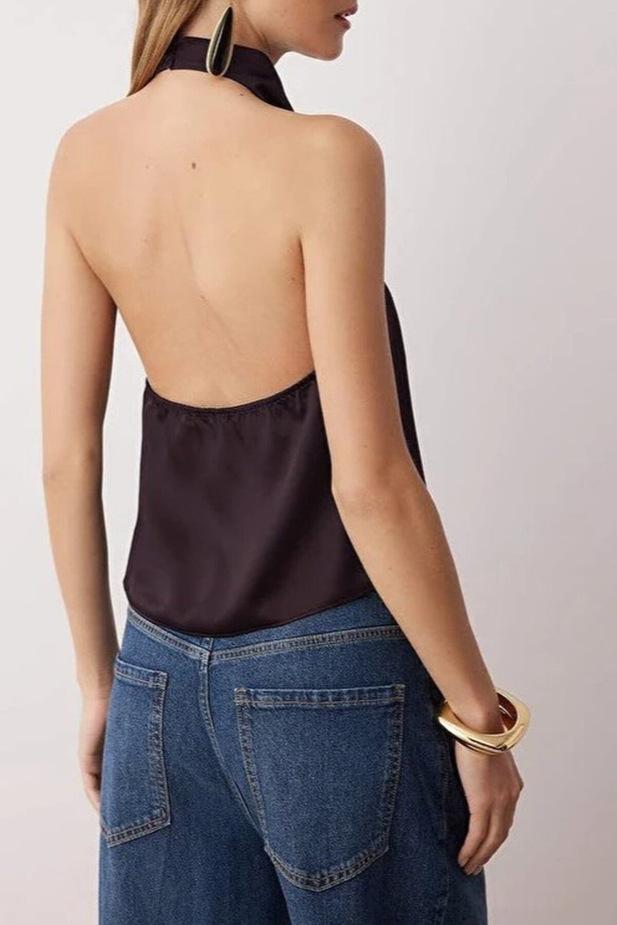 Satin V-Neck Party Blouse