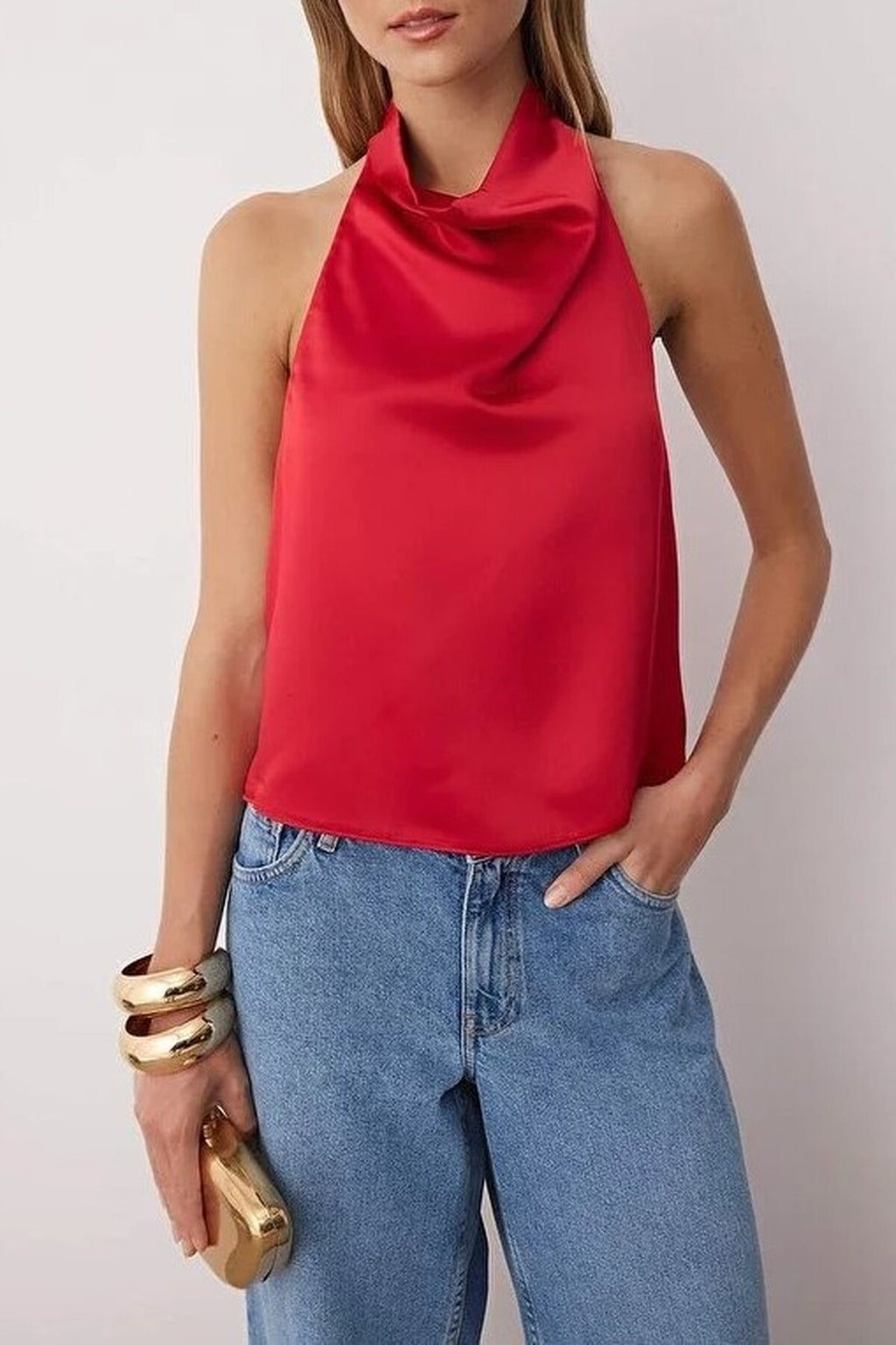 Satin V-Neck Party Blouse