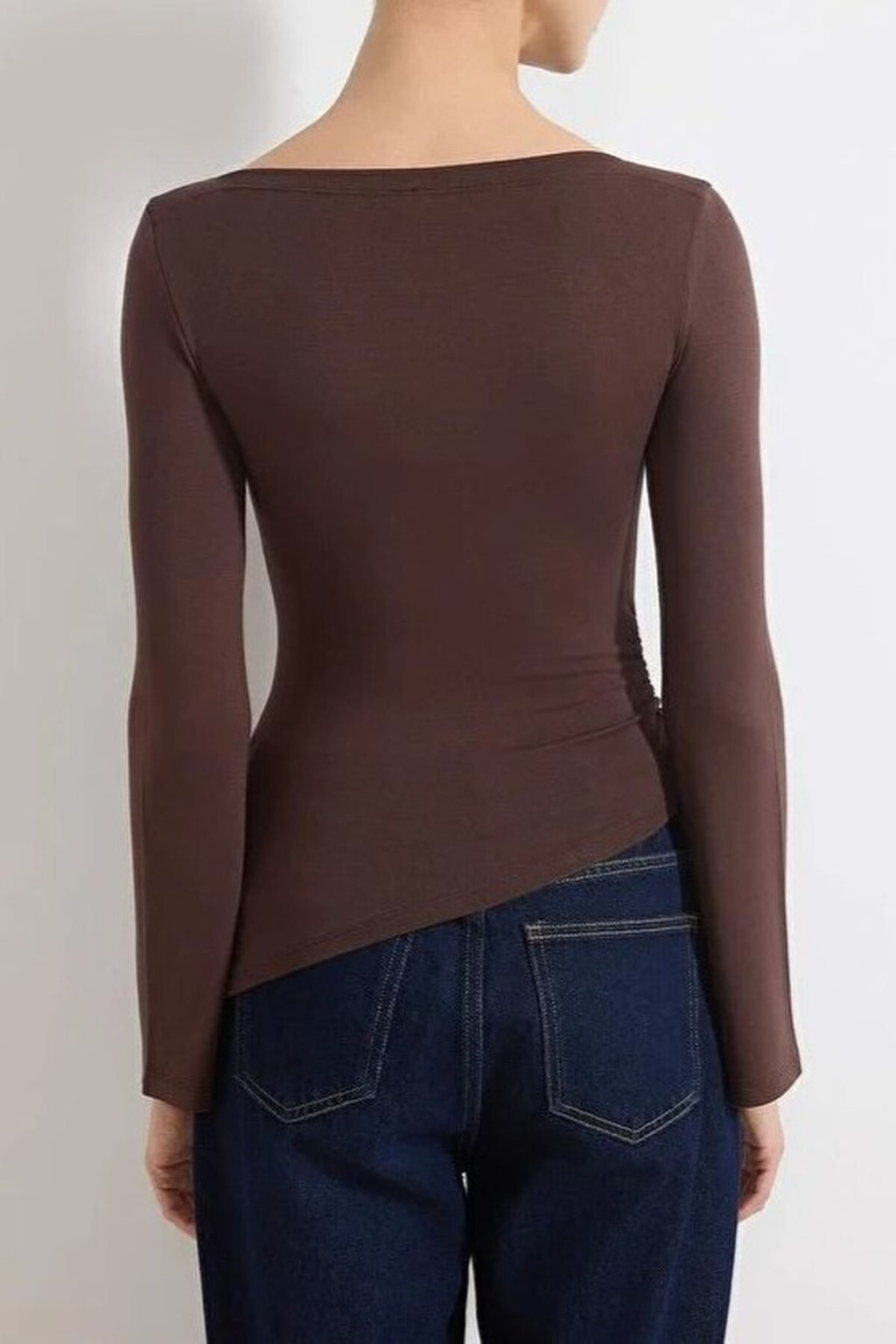 Boat Neck Long Sleeved Soft Knit Blouse