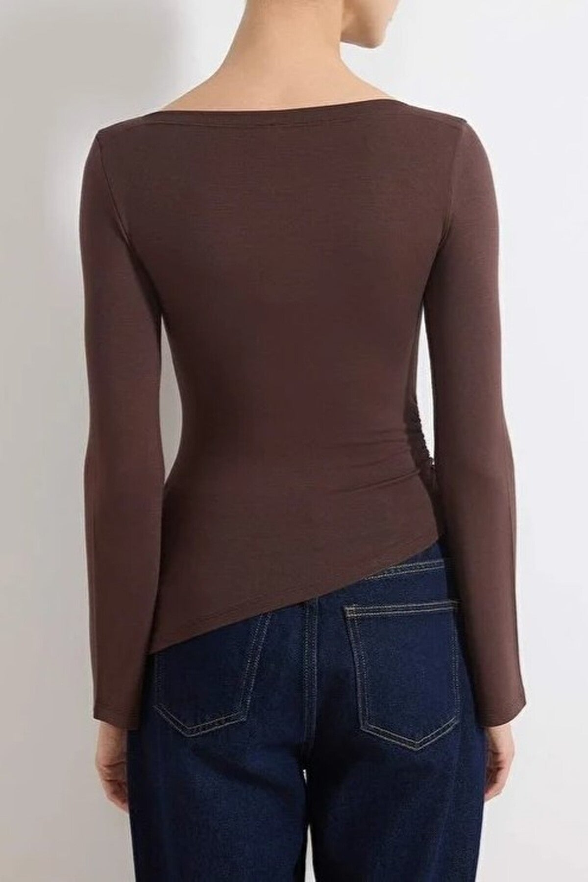 Boat Neck Long Sleeved Soft Knit Blouse