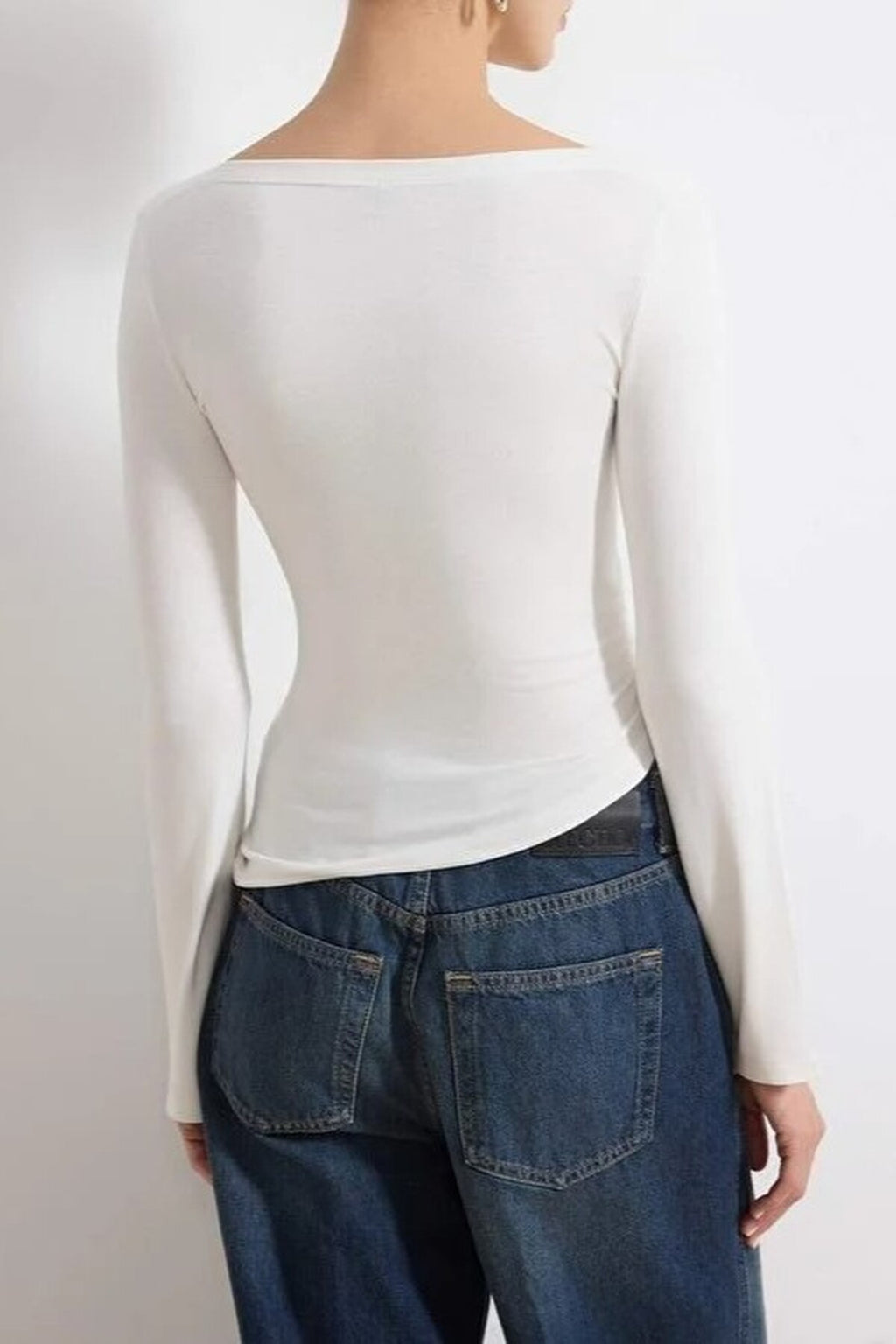 Boat Neck Long Sleeved Soft Knit Blouse