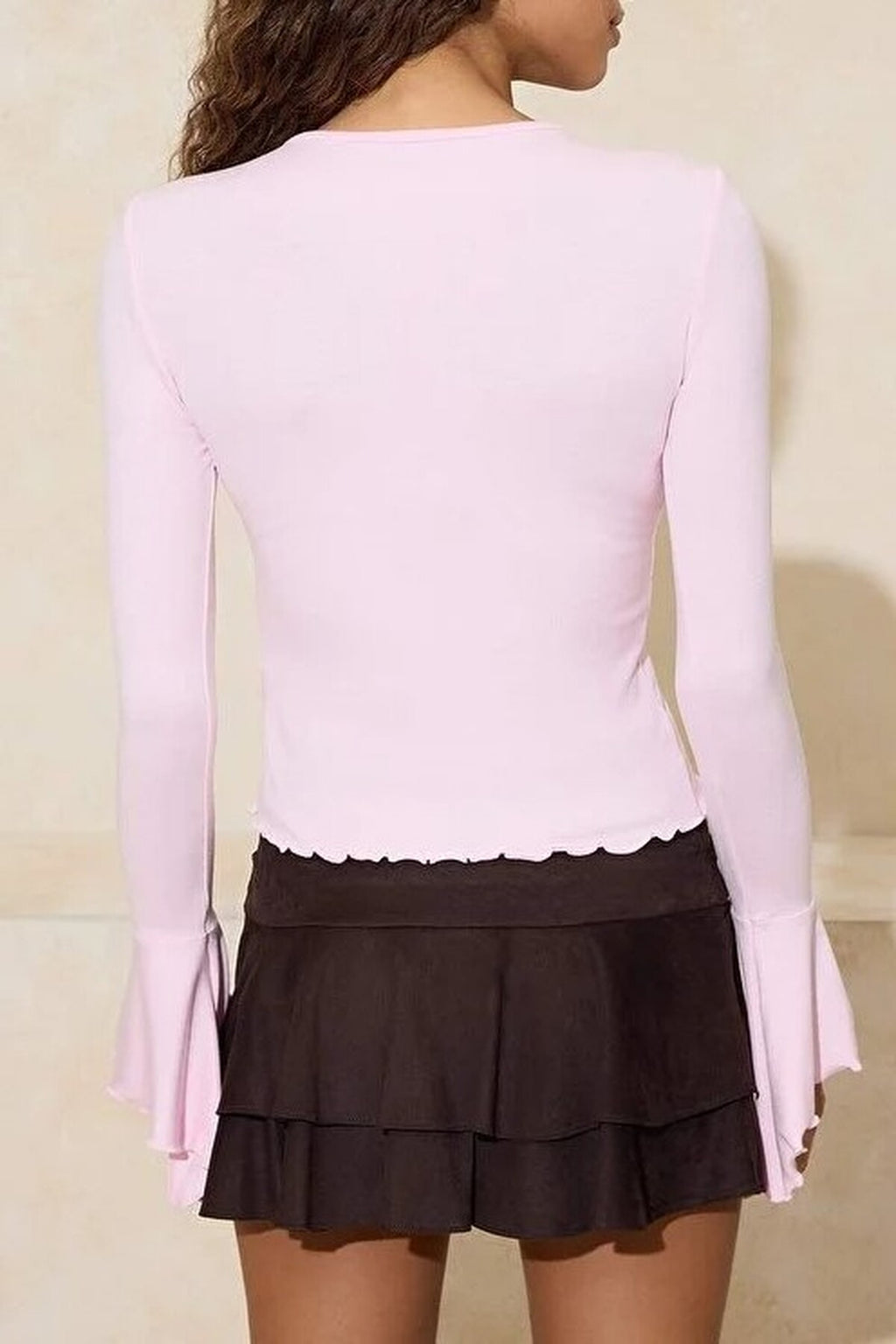 Ruffled Soft Knit Blouse
