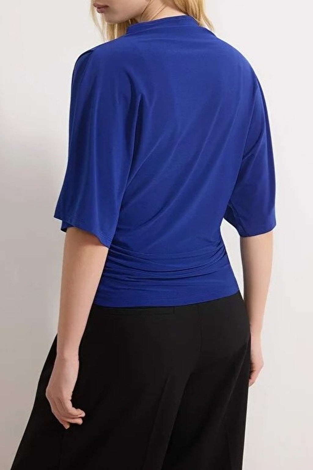 Boat Neck Batwing Sleeve Stretchy Knit Blouse