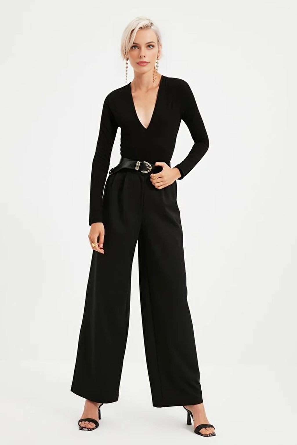 Deep V-Neck Knit Bodysuit