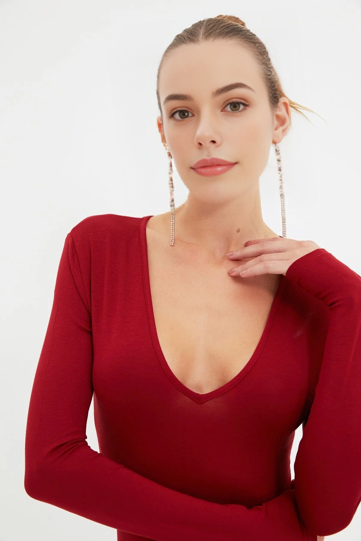 Deep V-Neck Knit Bodysuit