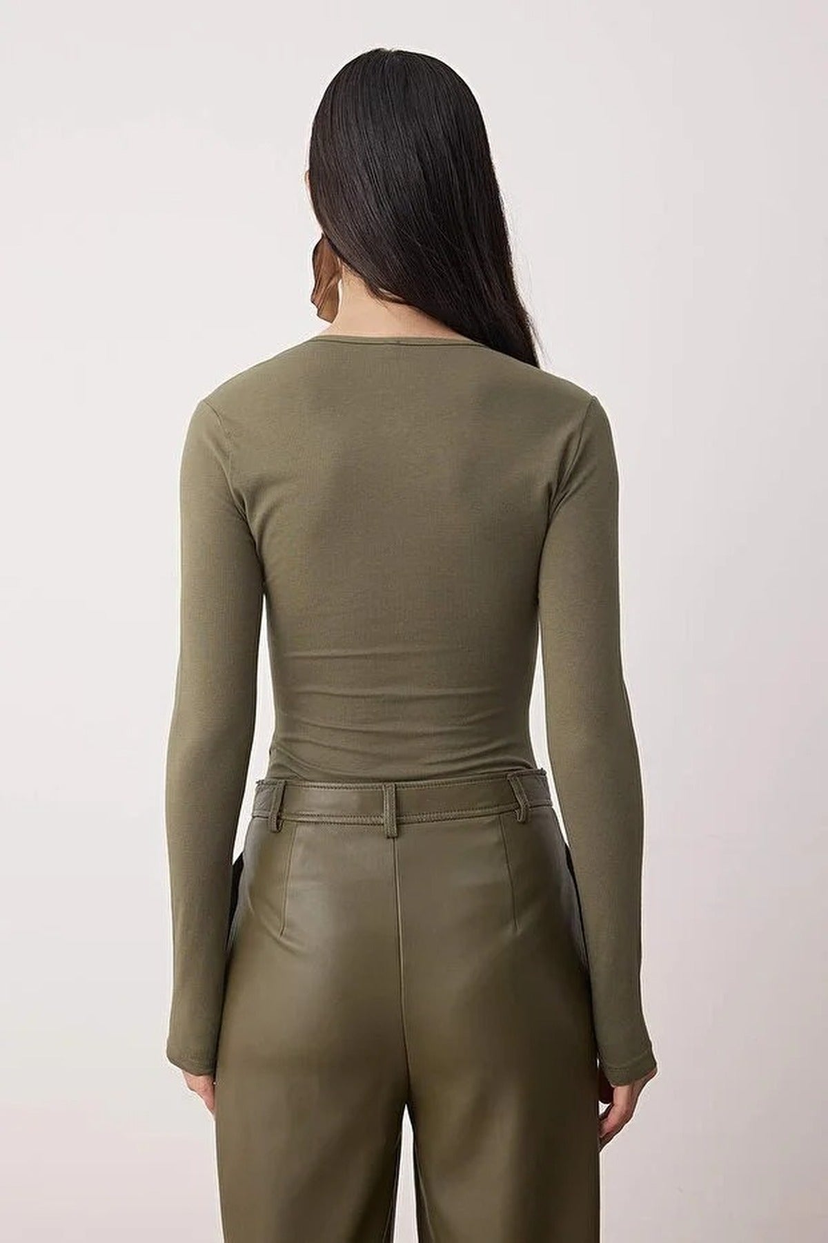Deep V-Neck Knit Bodysuit
