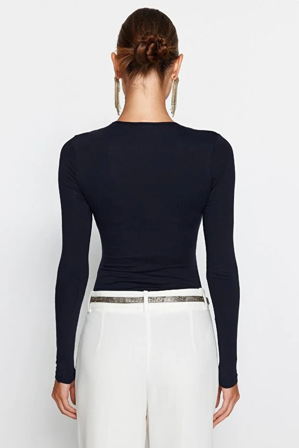 Deep V-Neck Knit Bodysuit