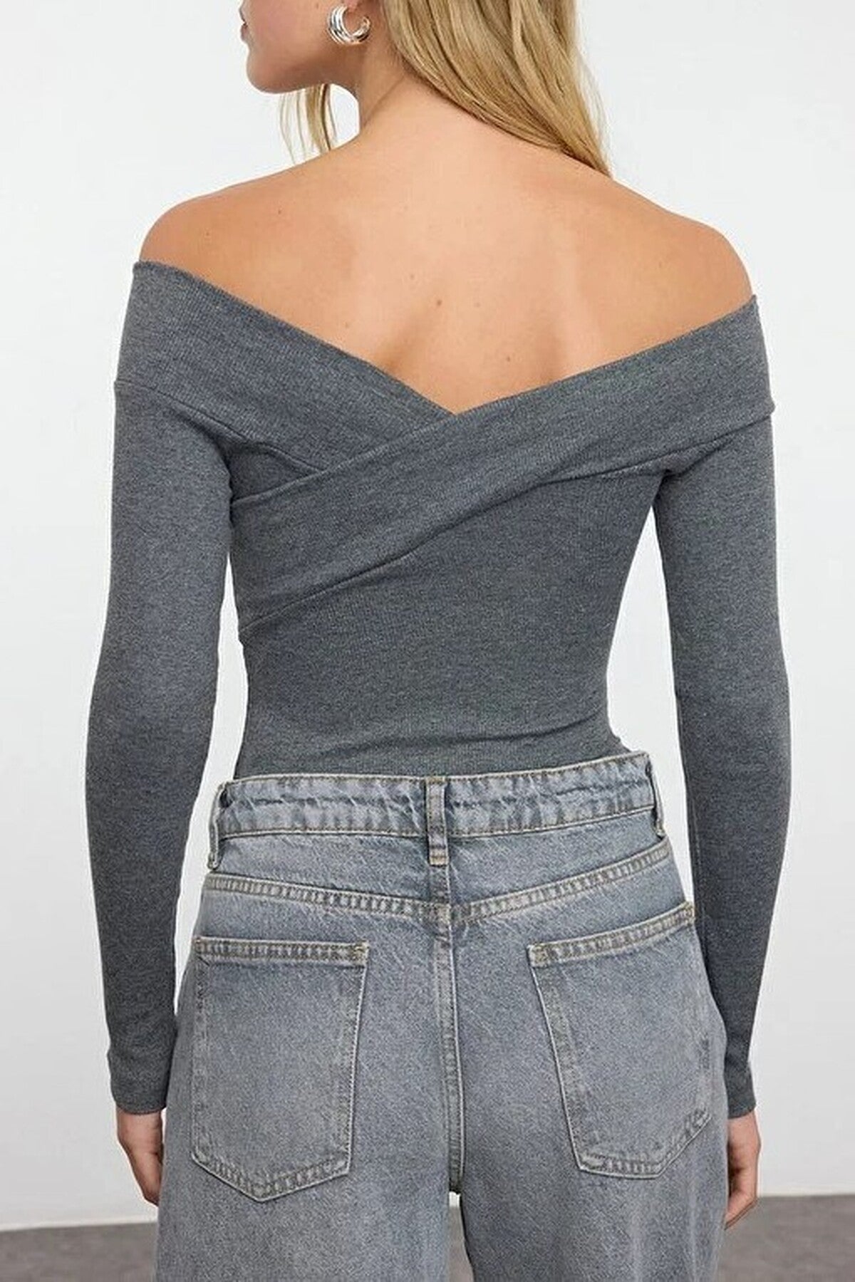 Carmen Collar Ribbed Knit Bodysuit