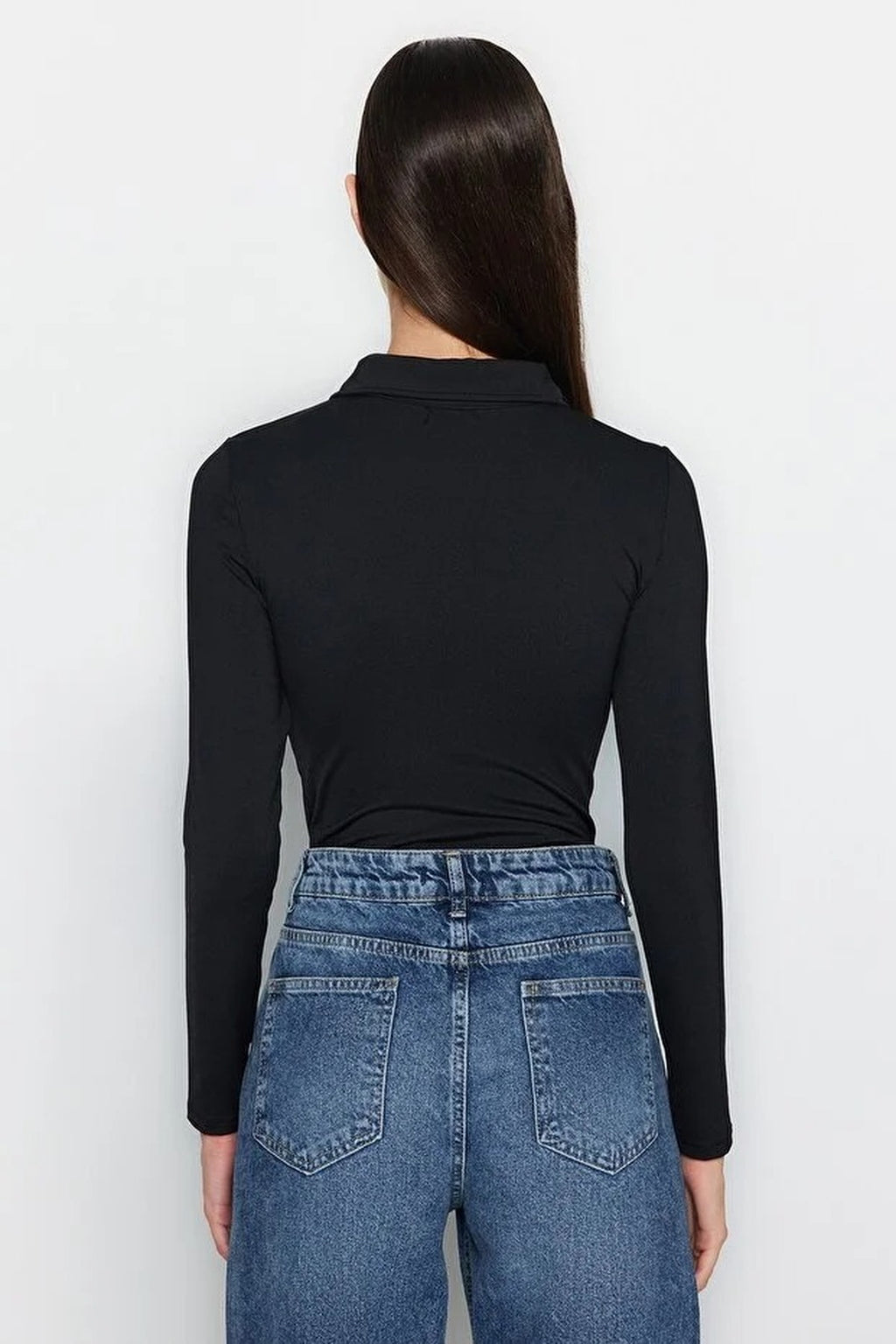 Zipper Collar Detailed Knit Bodysuit