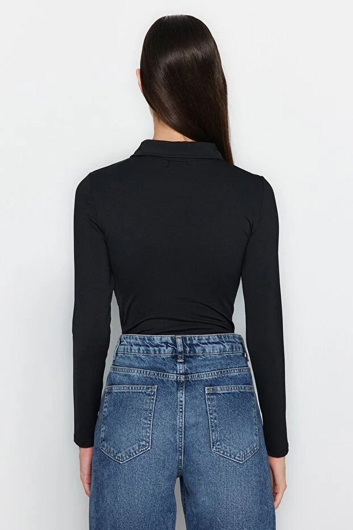 Zipper Collar Detailed Knit Bodysuit