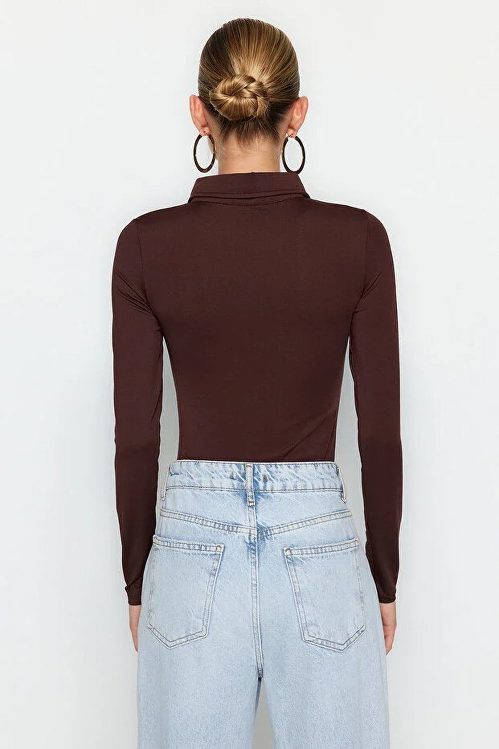 Zipper Collar Detailed Knit Bodysuit