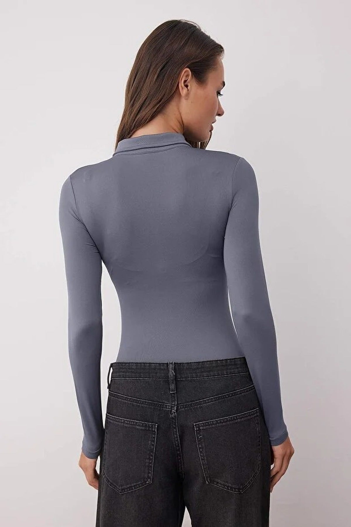 Zipper Collar Detailed Knit Bodysuit