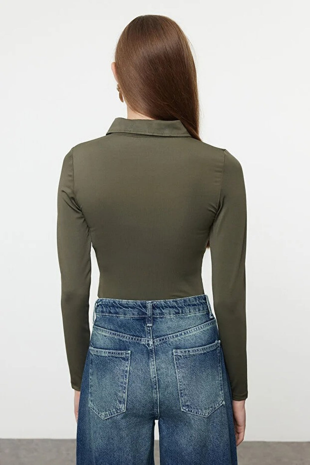 Zipper Collar Detailed Knit Bodysuit