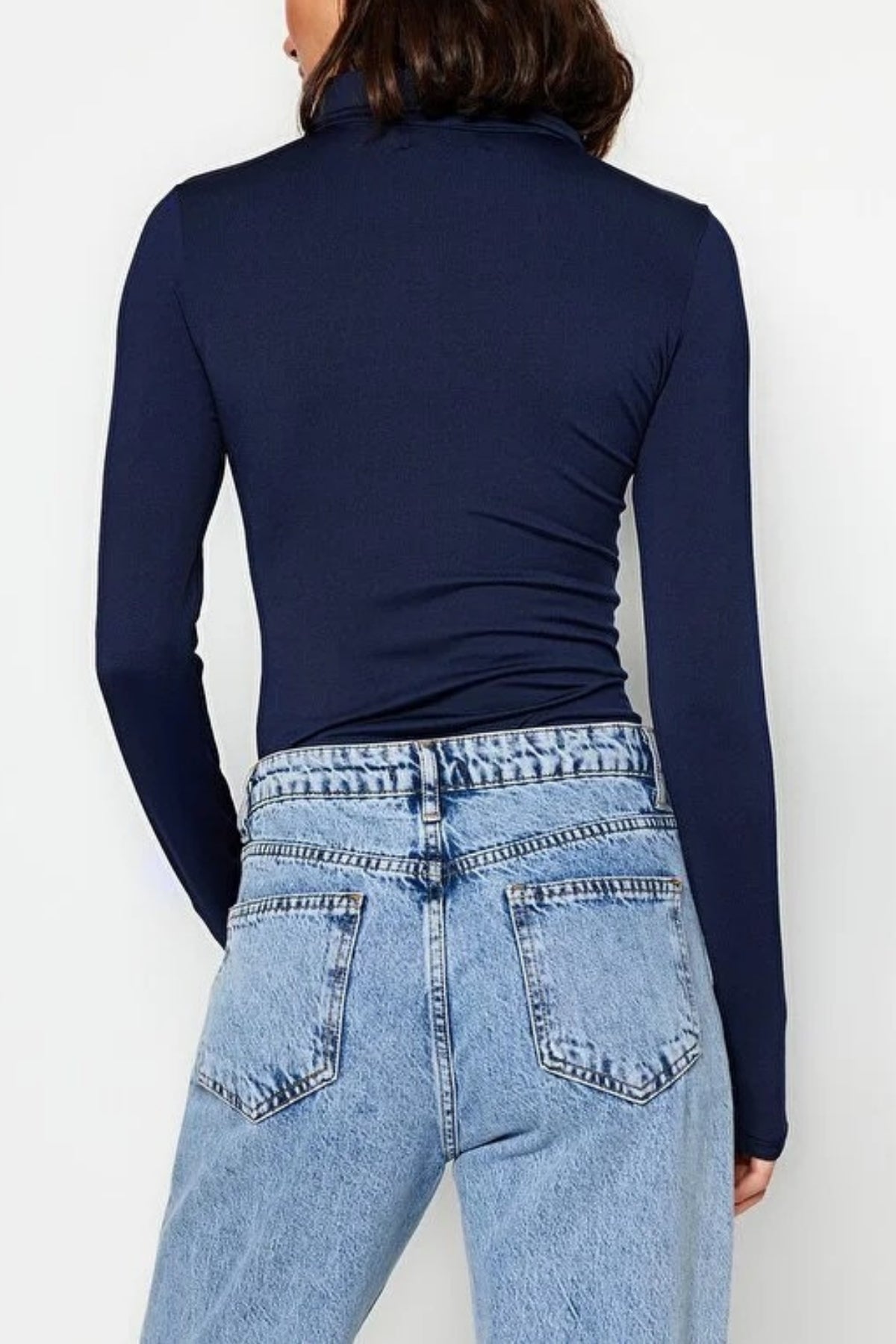 Zipper Collar Detailed Knit Bodysuit