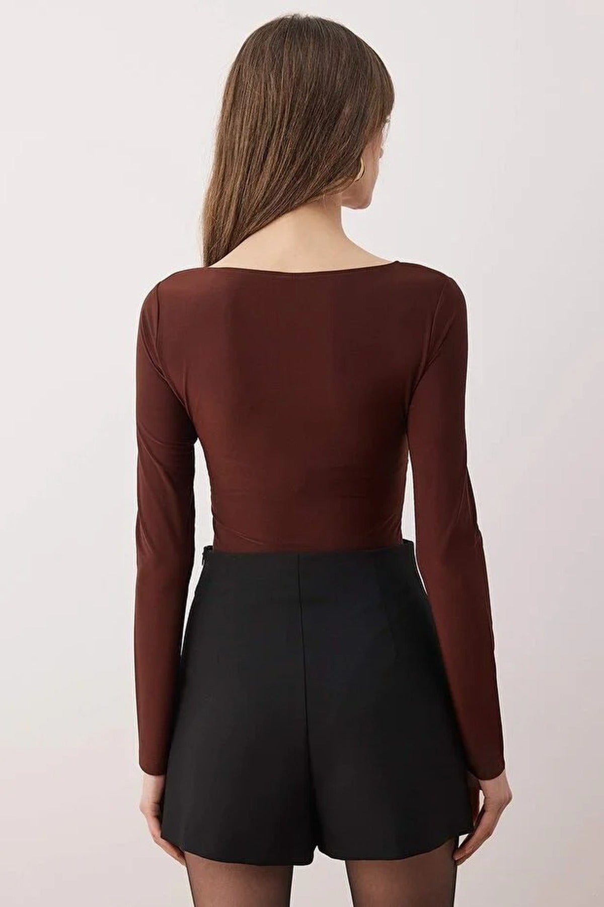 V-Neck Knit Bodysuit with Accessory Detail