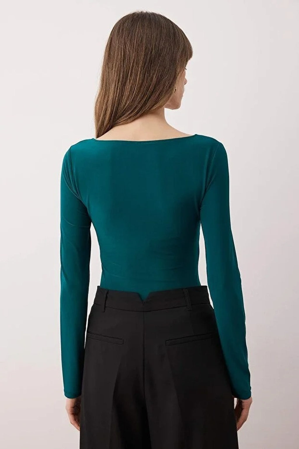 V-Neck Knit Bodysuit with Accessory Detail