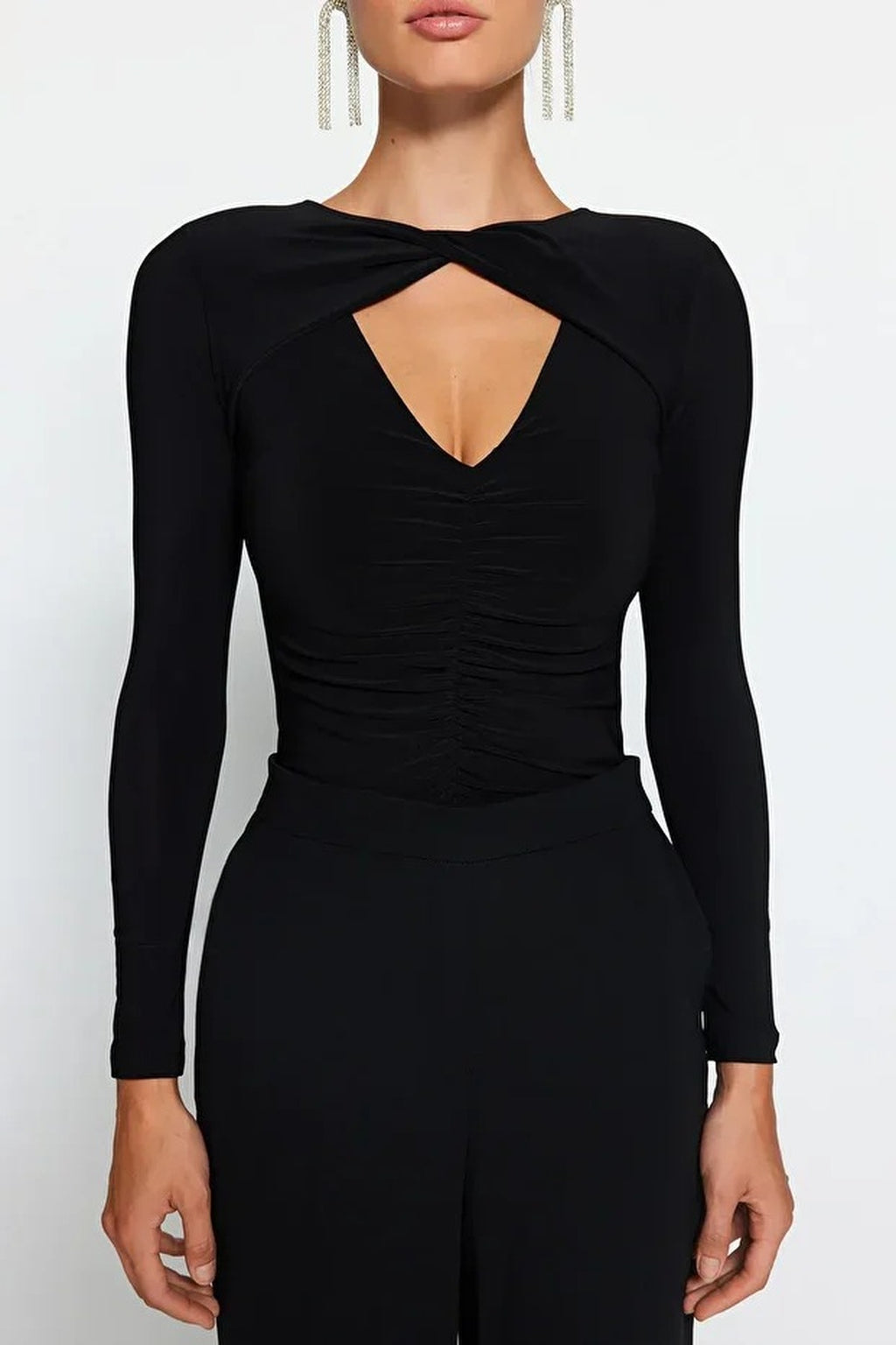 Knit Bodysuit with Cut-Out Detail