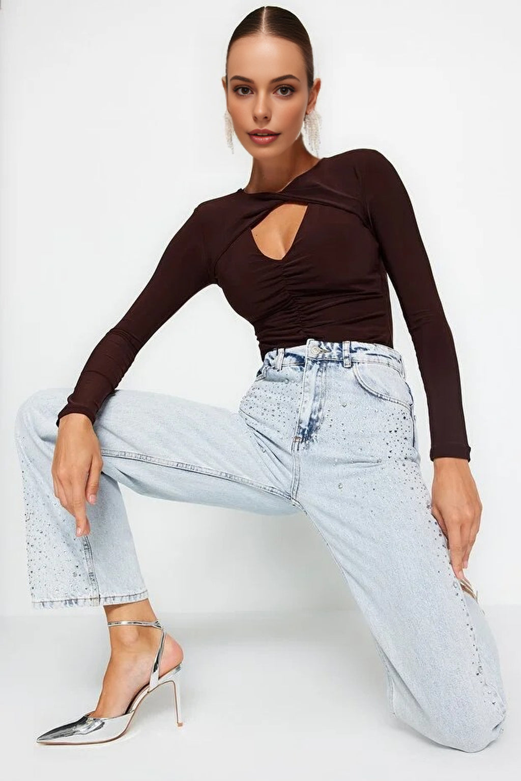 Knit Bodysuit with Cut-Out Detail
