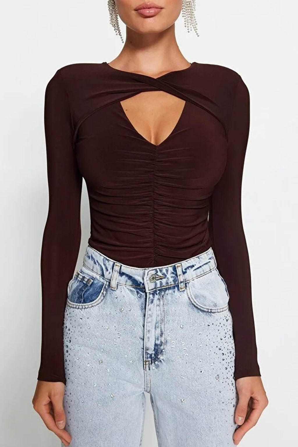 Knit Bodysuit with Cut-Out Detail