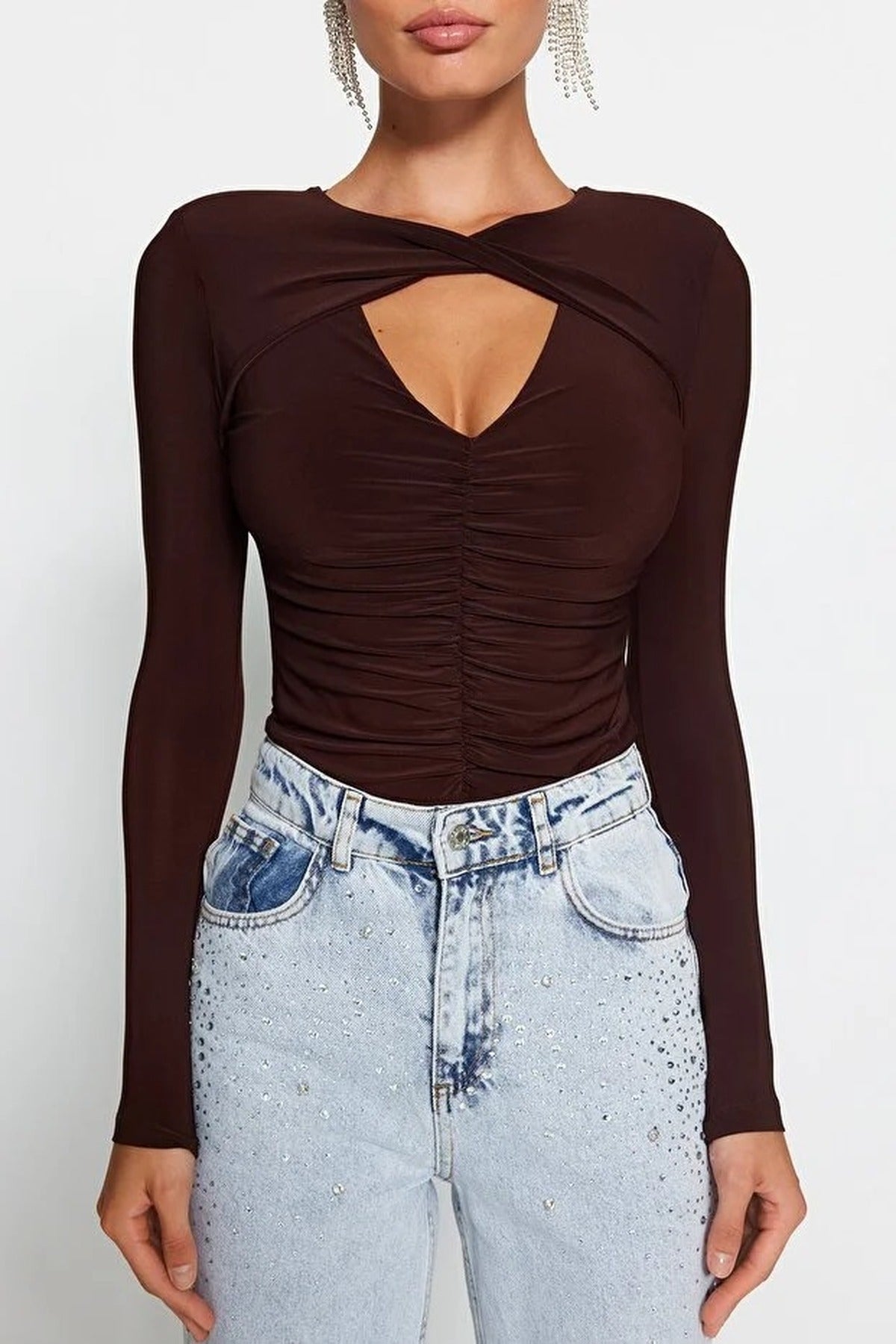 Knit Bodysuit with Cut-Out Detail
