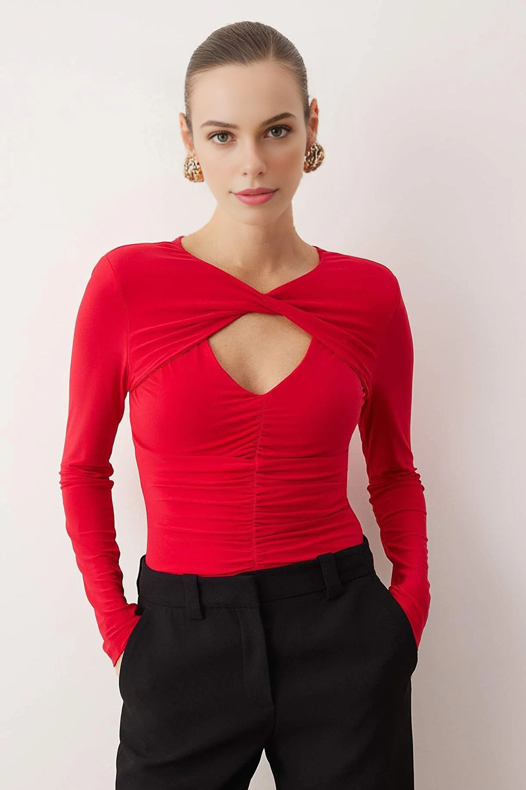 Knit Bodysuit with Cut-Out Detail