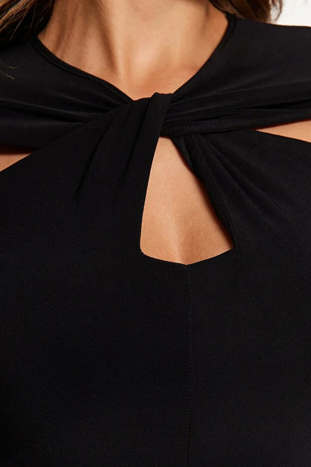 Knit Bodysuit with Cut-Out and Gathered Details