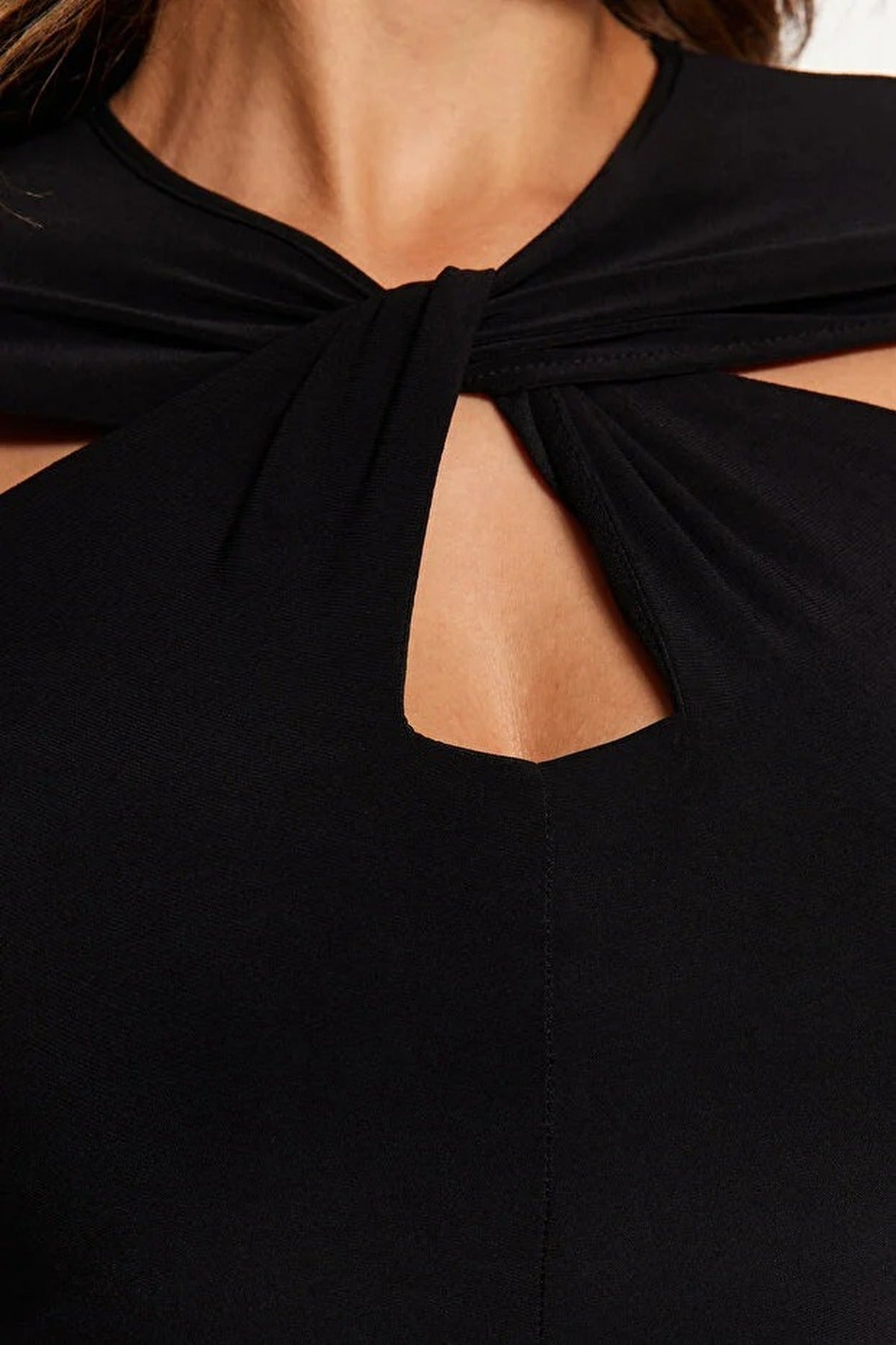 Knit Bodysuit with Cut-Out and Gathered Details