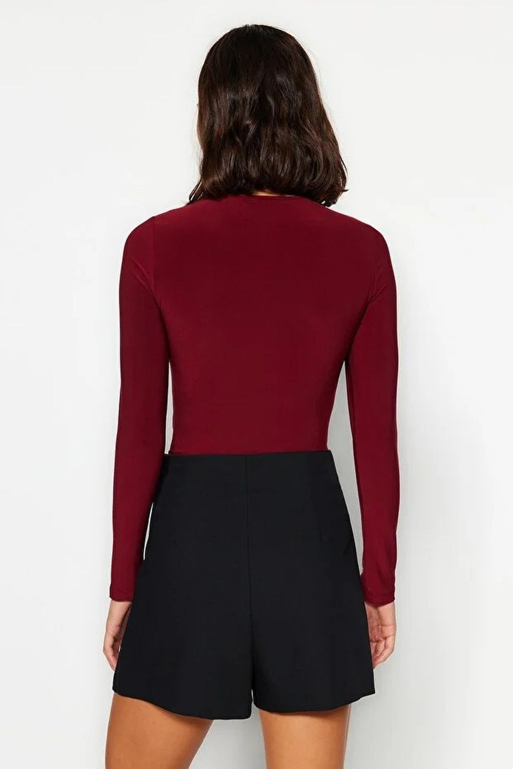 Knit Bodysuit with Cut-Out and Gathered Details