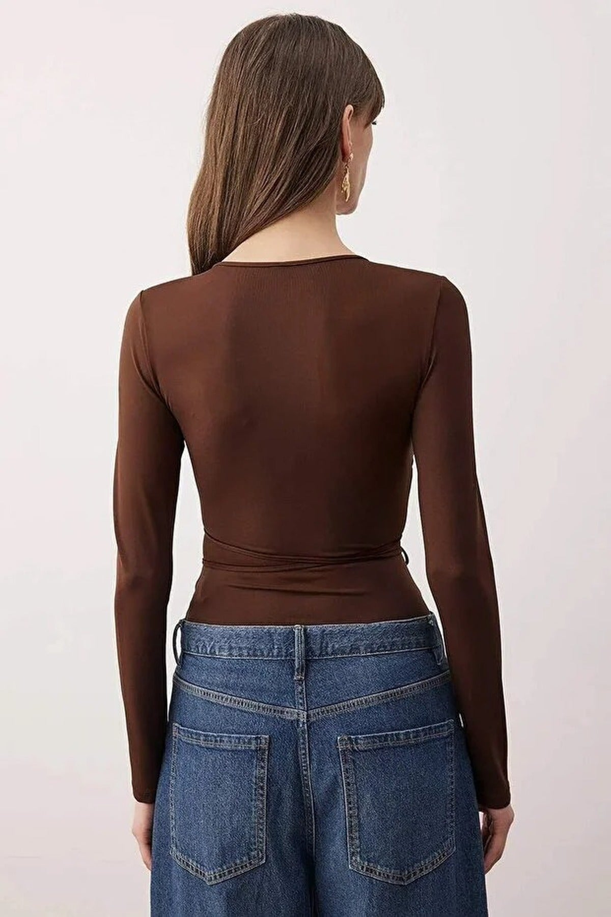 Deep V-Neck Tied Knit Party Bodysuit