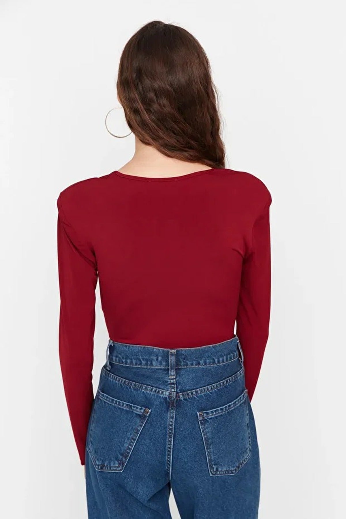 Knit Bodysuit with Padded Drape Detail