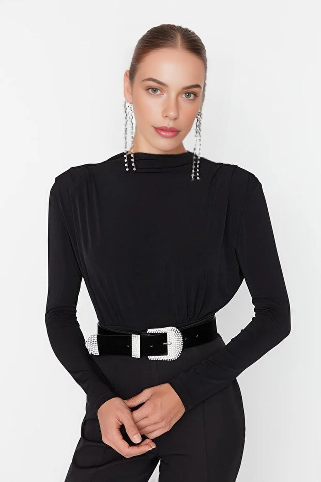Knit Bodysuit with Drape Detail
