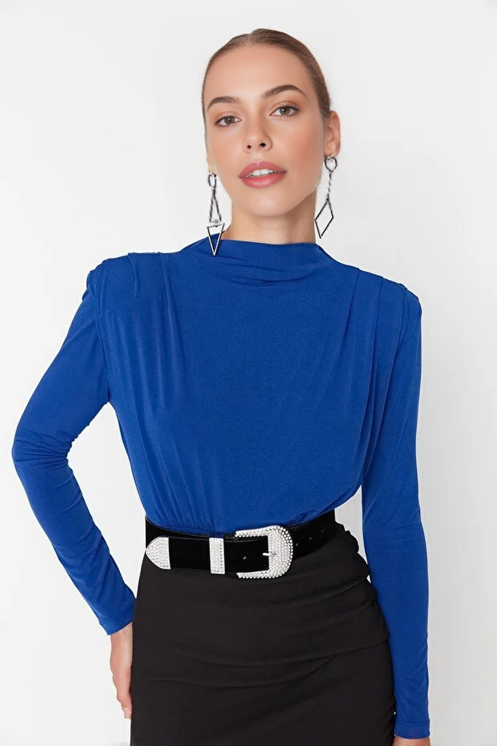 Knit Bodysuit with Drape Detail