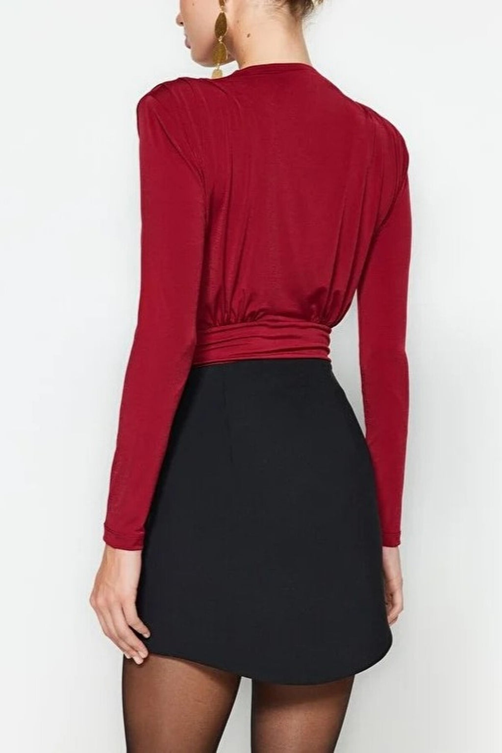 Knit Bodysuit with Drape Detail