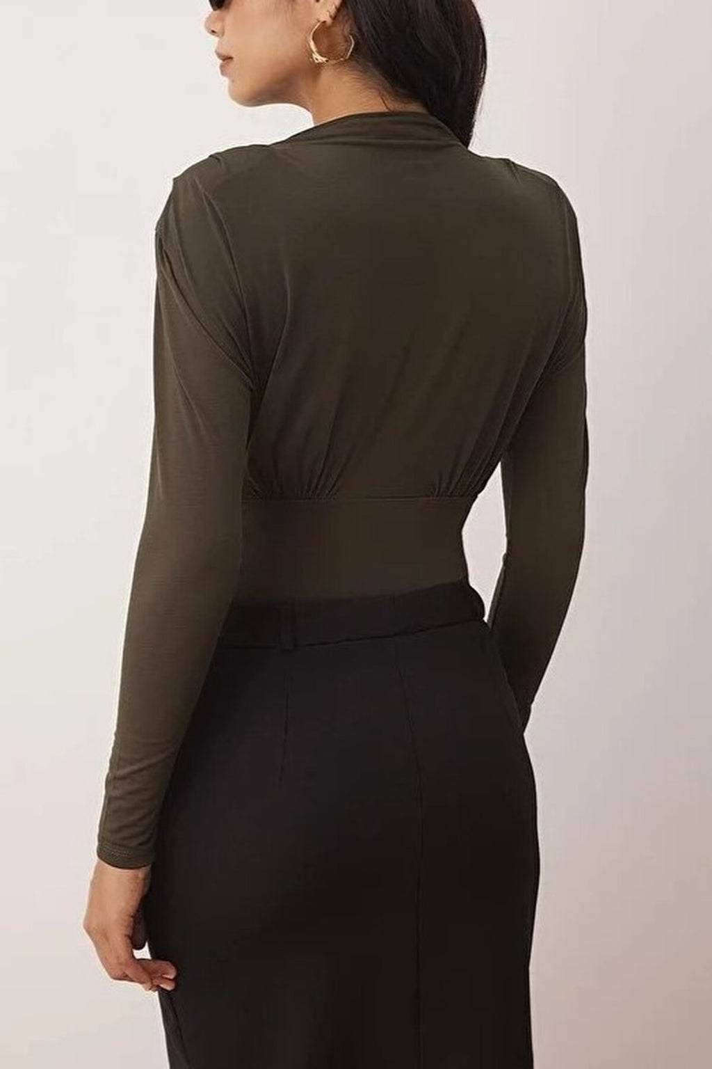 Knit Bodysuit with Drape Detail