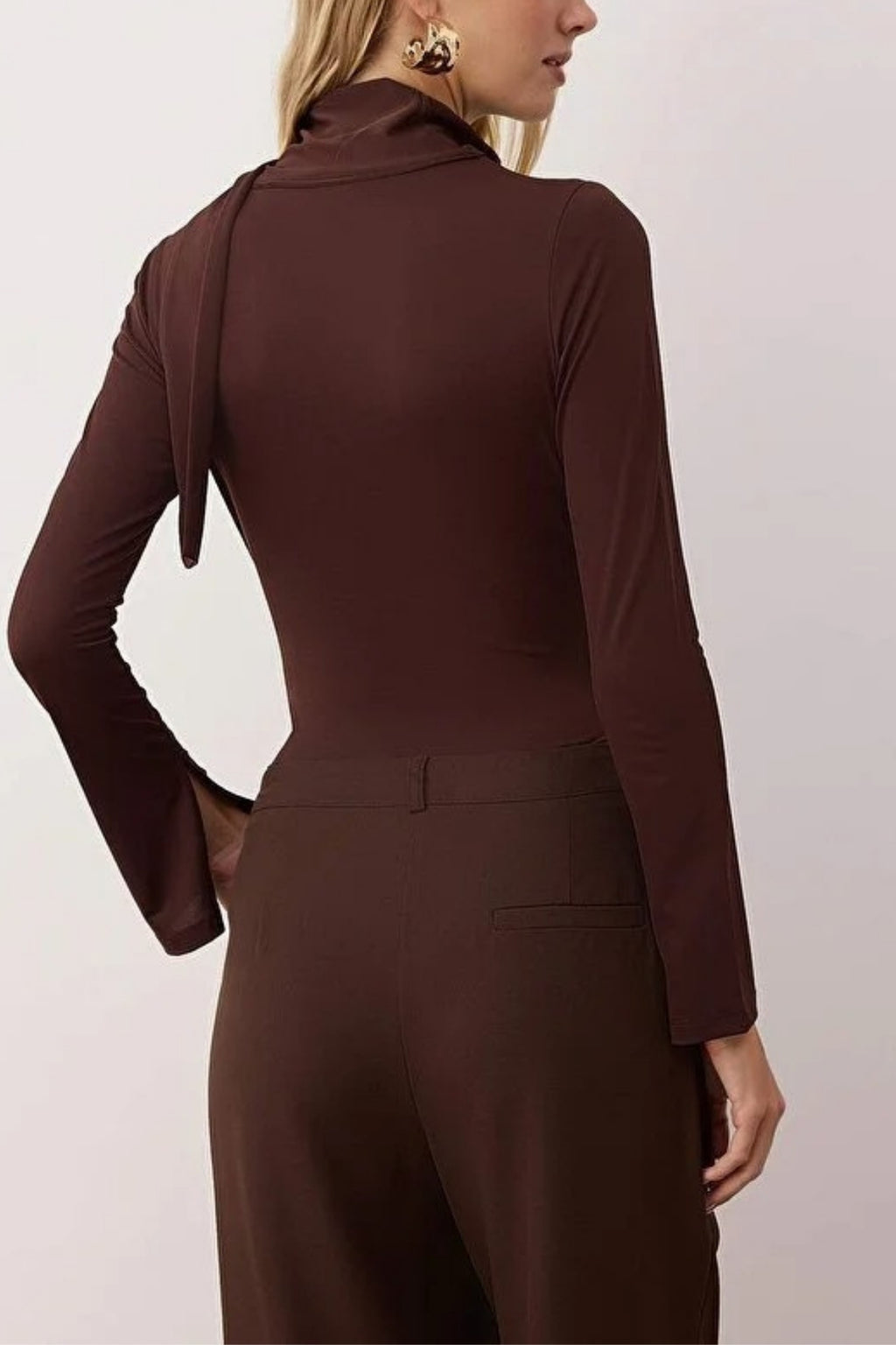 Knit Bodysuit with Shawl Detail