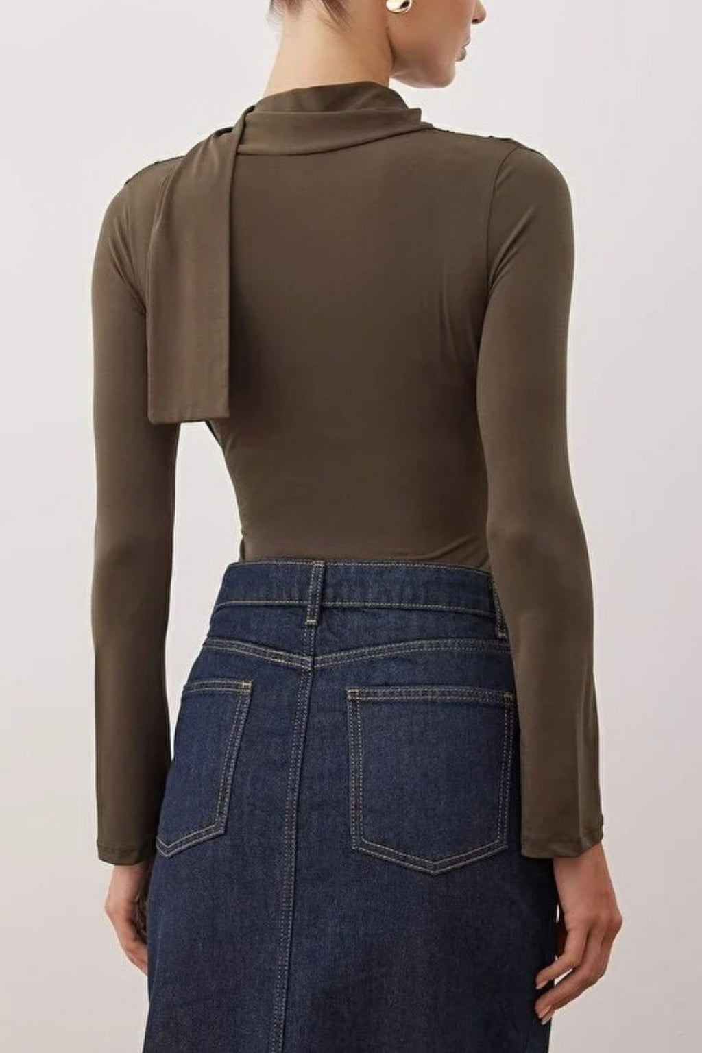 Knit Bodysuit with Shawl Detail