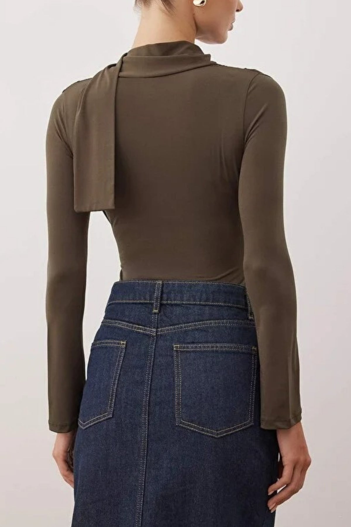 Knit Bodysuit with Shawl Detail