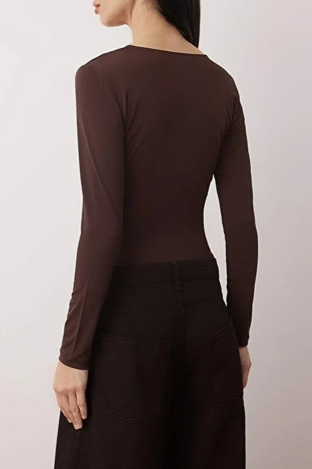 Lace Detail V-Neck Knit Bodysuit